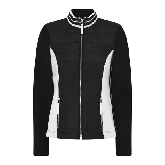 Women's Athleisure Jacket Size 8 I'CONA Full Zipper Black and White NWT